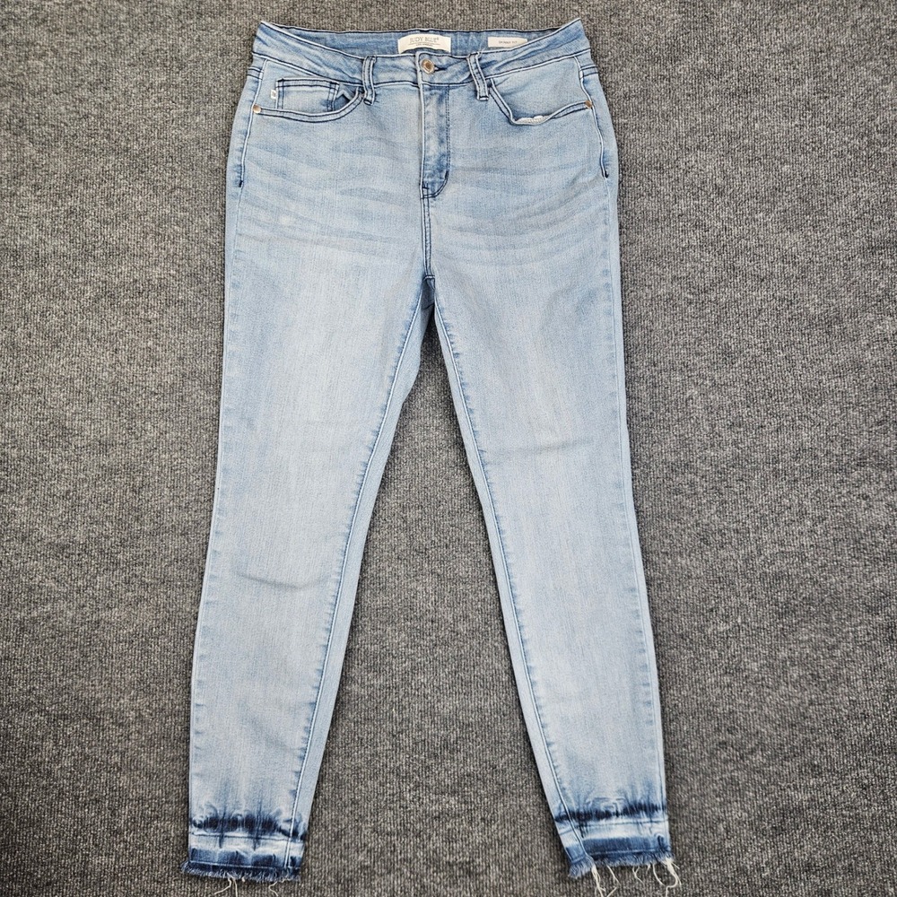 Judy Blue Skinny Fit Jeans Women's 11/ 30 Light Wash Raw Hem High Rise Stretch